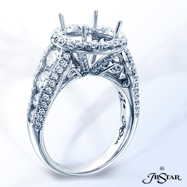 JB STAR PLATINUM DIAMOND SEMI-MOUNT HANDCRAFTED WITH CAREFULLY MATCHED GRADUATED ROUND DIAMONDS EDGE