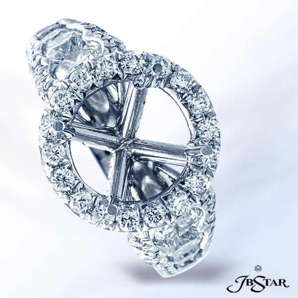 JB STAR PLATINUM DIAMOND SEMI-MOUNT HANDCRAFTED WITH CAREFULLY MATCHED GRADUATED ROUND DIAMONDS EDGE