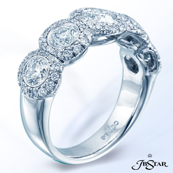 JB STAR GORGEOUS HANDCRAFTED BAND SET IN PLATINUM FEATURING 5 ROUND DIAMONDS WEIGHING 1.41CTW EMBRAC