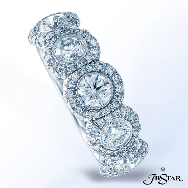 JB STAR GORGEOUS HANDCRAFTED BAND SET IN PLATINUM FEATURING 5 ROUND DIAMONDS WEIGHING 1.41CTW EMBRAC