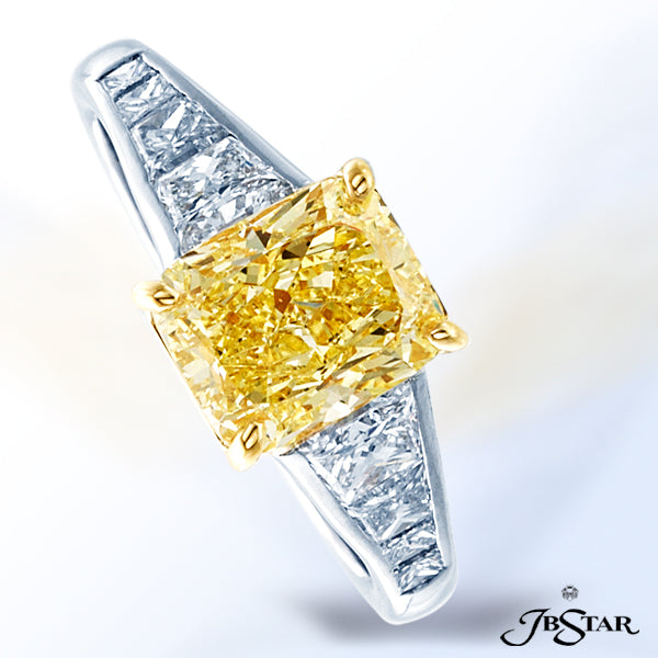 JB STAR FANCY YELLOW DIAMOND IN A CLASSIC STYLE FEATURING A BEAUTIFUL 2.25 CT FANCY YELLOW CUSHION-C