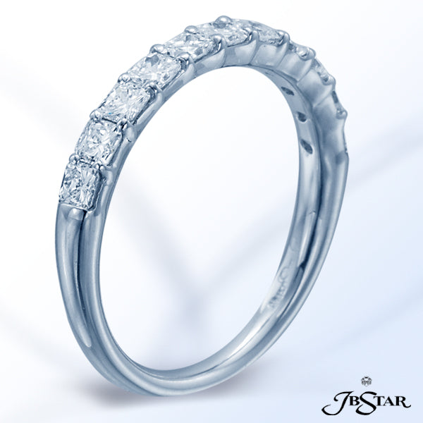 JB STAR PLATINUM DIAMOND BAND HANDCRAFTED WITH 11 CAREFULLY MATCHED RADIANT DIAMONDSDIAMONDS: RADI