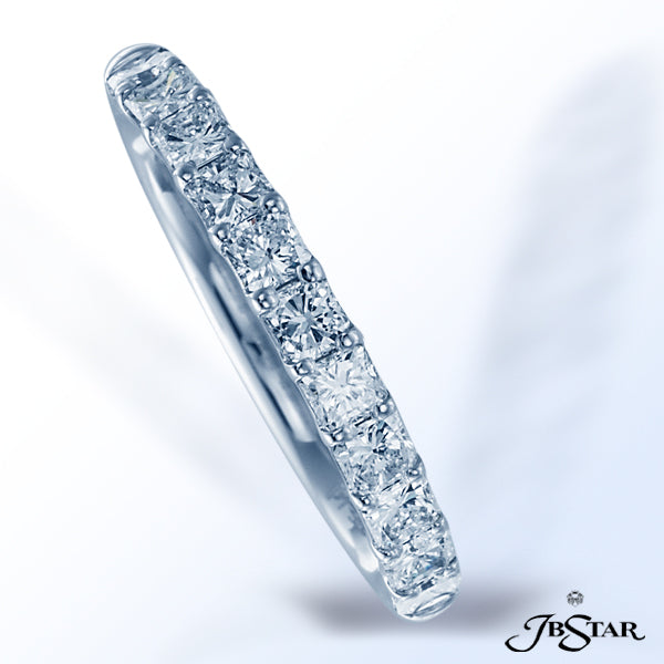 JB STAR PLATINUM DIAMOND BAND HANDCRAFTED WITH 11 CAREFULLY MATCHED RADIANT DIAMONDSDIAMONDS: RADI