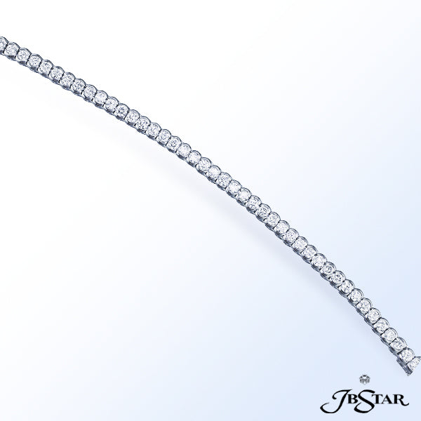 JB STAR PLATINUM DIAMOND BRACELET HANDCRAFTED WITH BRILLIANT ROUND DIAMONDS IN A STRAIGHT LINE SETTI