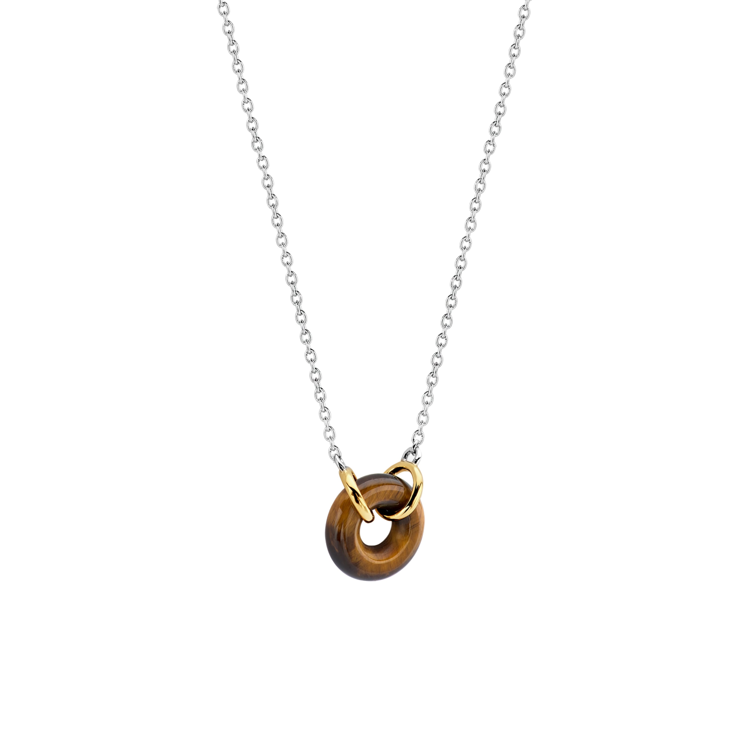 Tisento Milano Sterling Silver gold plated BrownNecklace