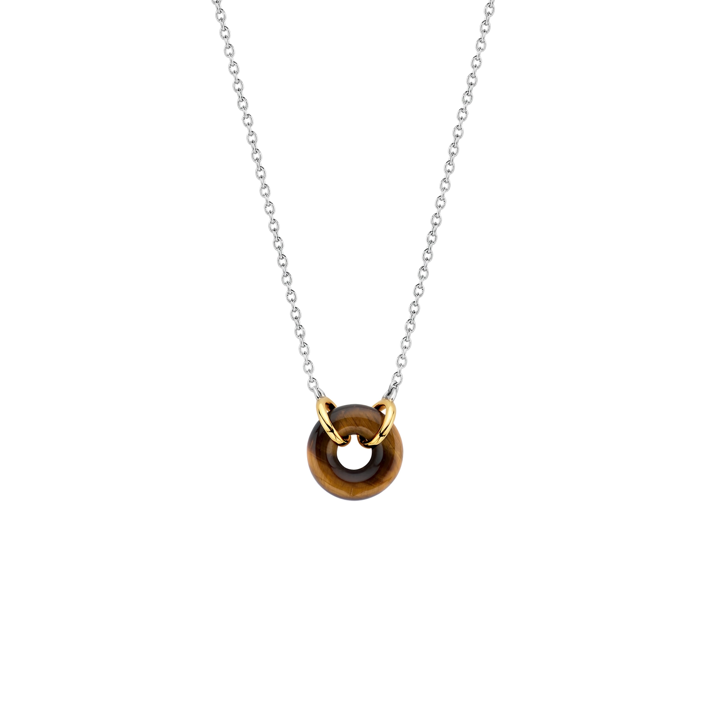 Tisento Milano Sterling Silver gold plated BrownNecklace