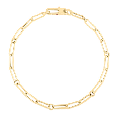 18K YELLOW GOLD POLISHED PAPERCLIP BRACELET 7''