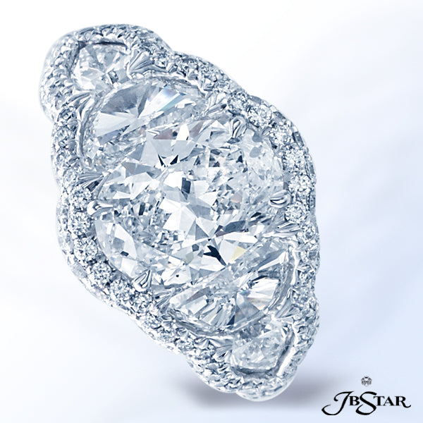 JB STAR PLATINUM DIAMOND RING FEATURING A STUNNING 2.01 CT OVAL DIAMOND IN A MICRO PAVE SETTING AND