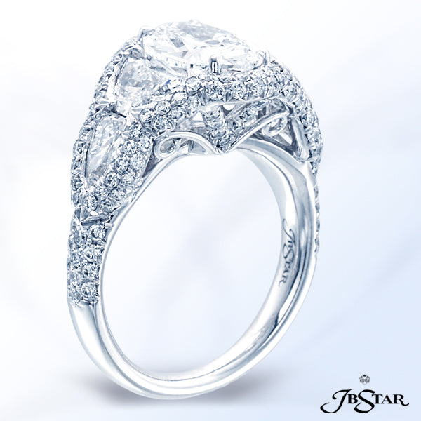 JB STAR PLATINUM DIAMOND RING FEATURING A STUNNING 2.01 CT OVAL DIAMOND IN A MICRO PAVE SETTING AND