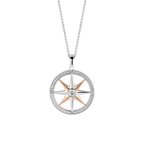 Tisento Milano Sterling Silver rose gold plated Zirconia white rosegold platedPendant