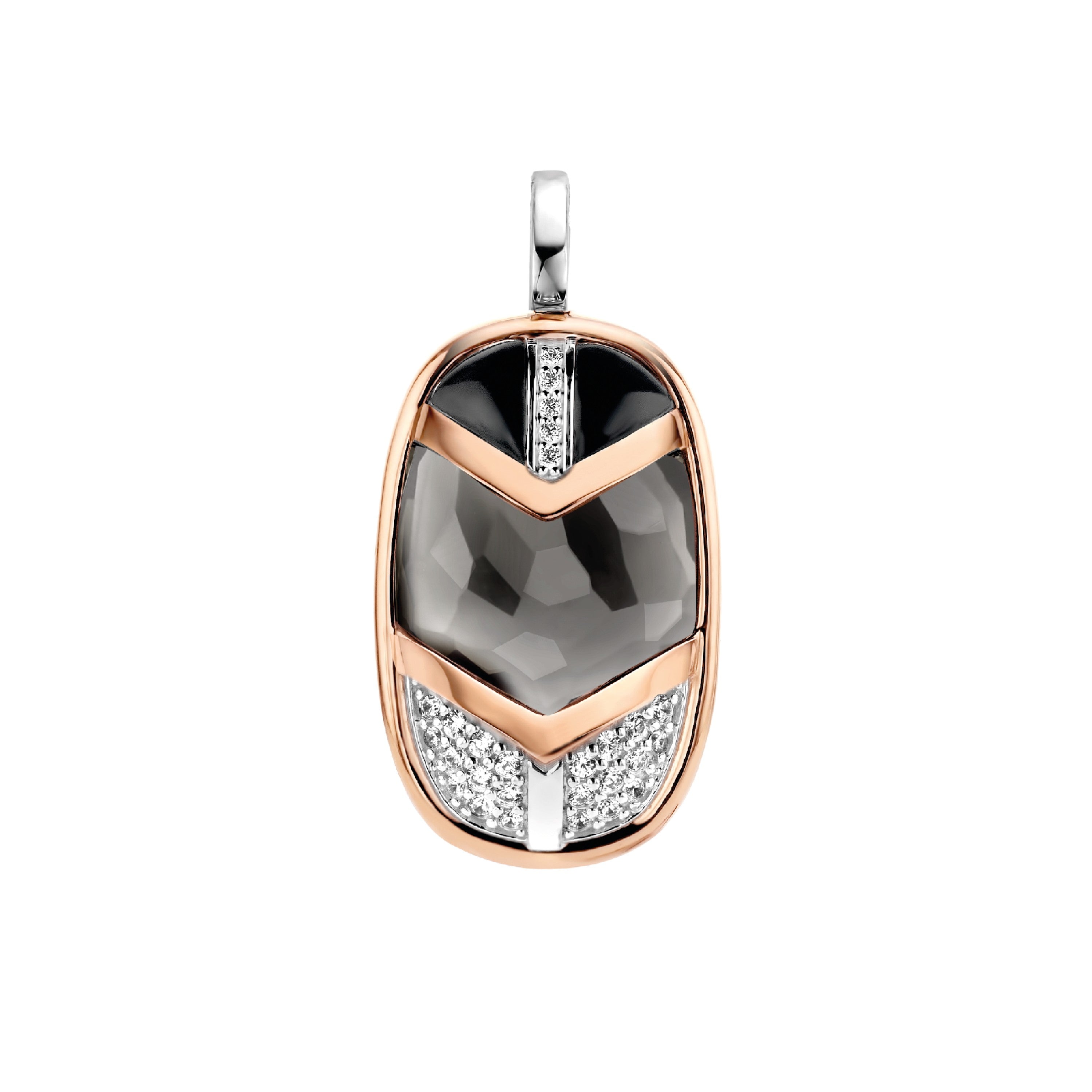 Tisento Milano Sterling Silver rose gold plated Grey bluePendant