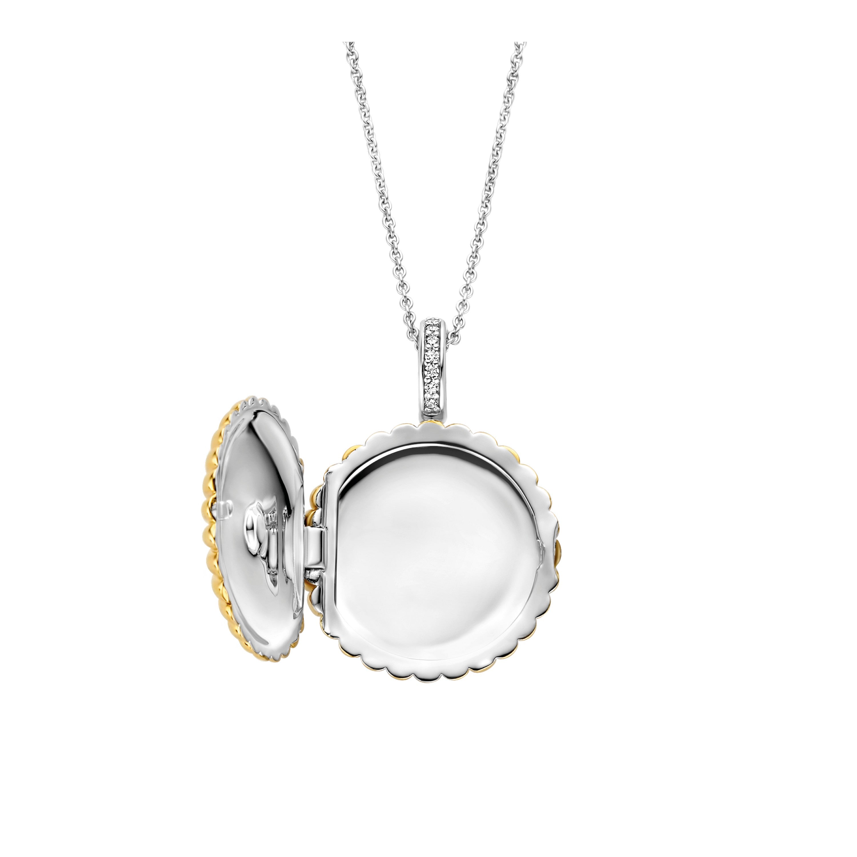 Tisento Milano Sterling Silver gold plated Zirconia white yellow gold platedPendant