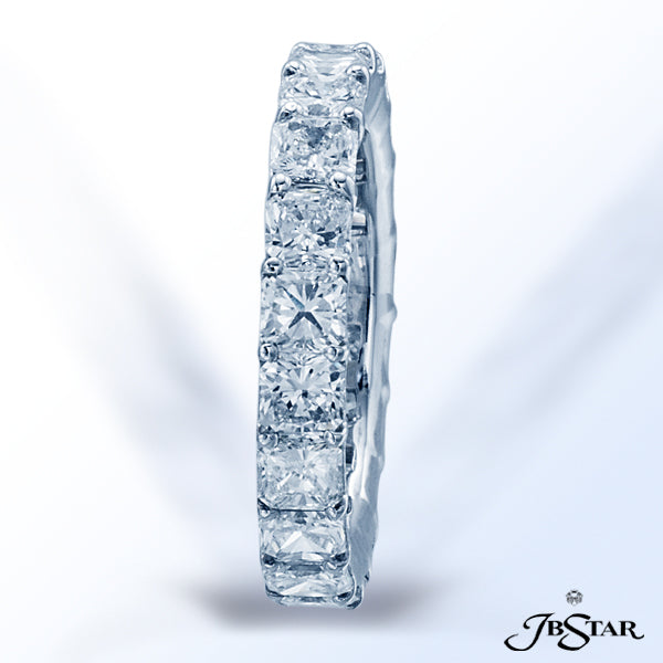 JB STAR PLATINUM ETERNITY BAND HANDCRAFTED WITH 20 RADIANT DIAMONDS PERFECTLY MATCHED IN A SHARED-PR