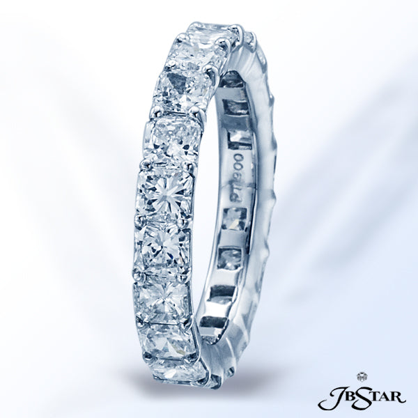 JB STAR PLATINUM ETERNITY BAND HANDCRAFTED WITH 20 RADIANT DIAMONDS PERFECTLY MATCHED IN A SHARED-PR