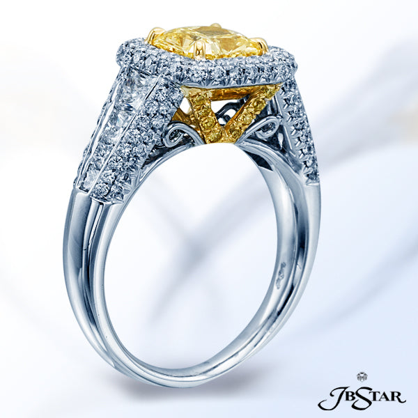 JB STAR NATURAL FANCY YELLOW RING FEATURING A BEAUTIFUL 1.45 CT RADIANT FANCY INTENSE YELLOW CENTER