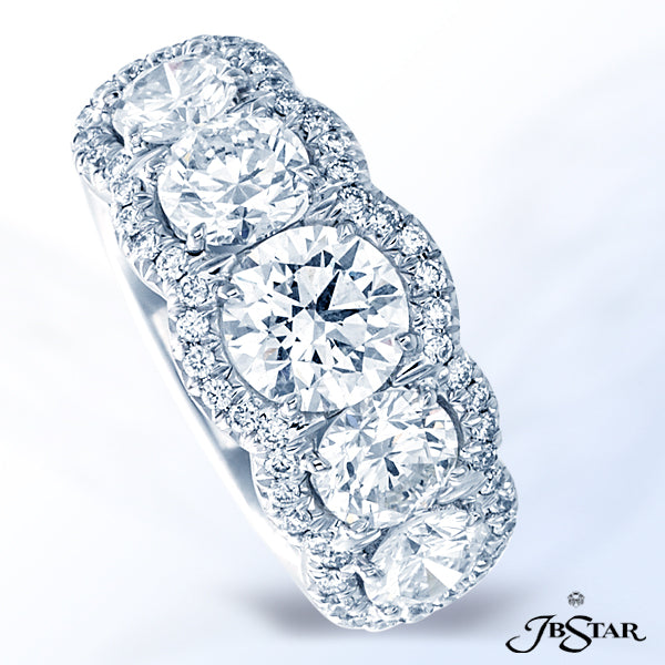 JB STAR EXQUISITE 5-STONE DIAMOND ENGAGEMENT RING FEATURING A STUNNING ROUND 1.16 CT DIAMOND EMBRACE