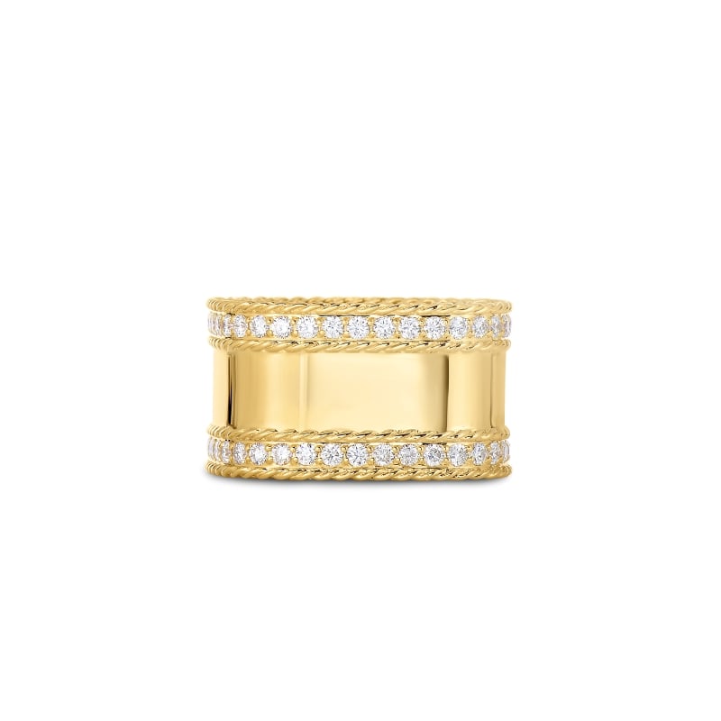 ROBERTO COIN 18KT GOLD RING WITH DIAMOND EDGES FROM THE PRINCESS FROM THE PRINCESS