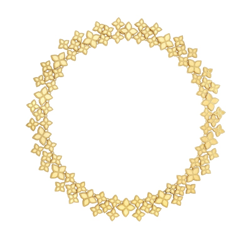 ROBERTO COIN 18KT GOLD WIDE LINK COLLAR FROM THE PRINCESS FLOWER