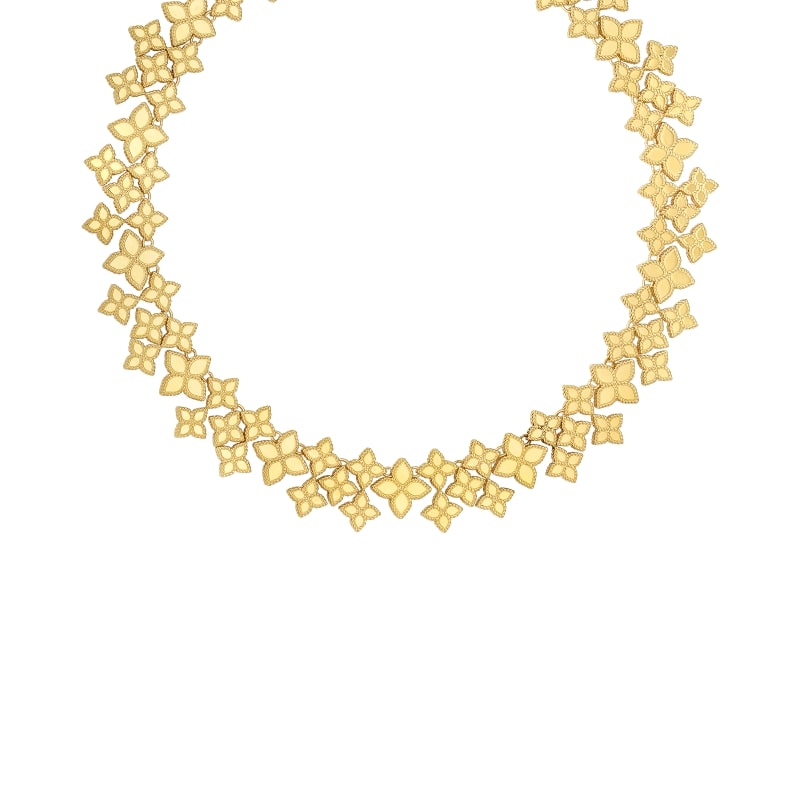 ROBERTO COIN 18KT GOLD WIDE LINK COLLAR FROM THE PRINCESS FLOWER