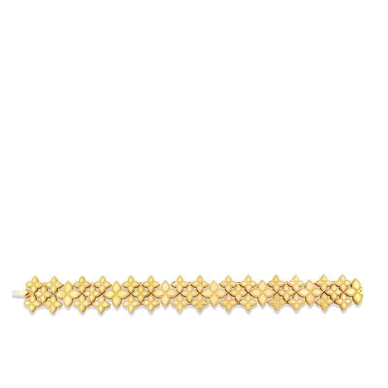 ROBERTO COIN 18KT GOLD WIDE LINK BRACELET FROM THE PRINCESS FLOWER