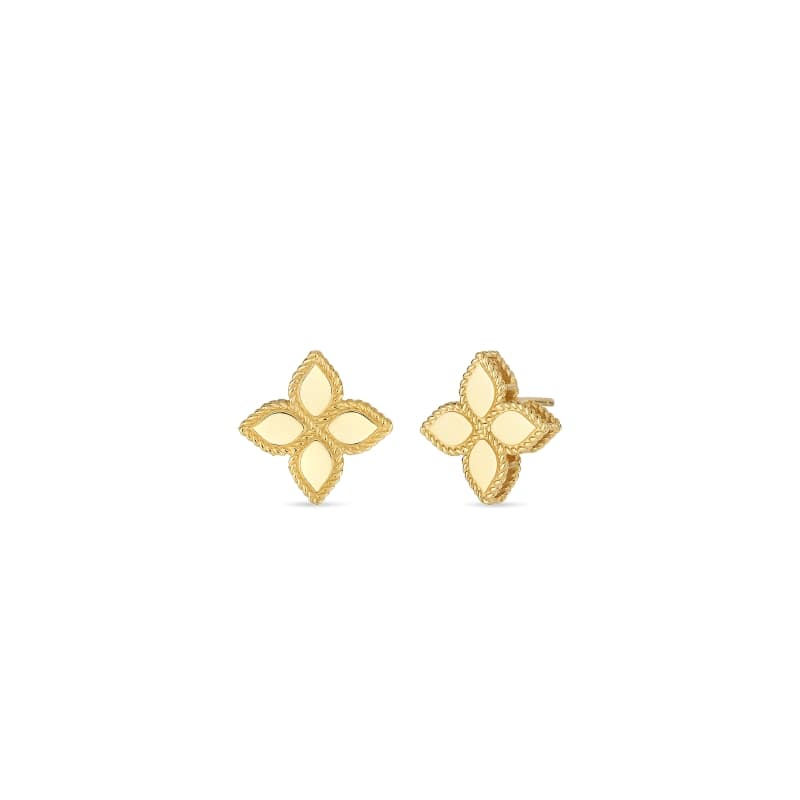 ROBERTO COIN 18KT GOLD MEDIUM STUD EARRING FROM THE PRINCESS FLOWER