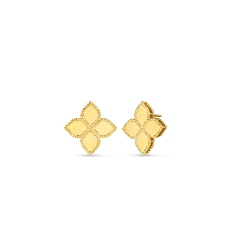 ROBERTO COIN 18KT GOLD LARGE STUD EARRINGS FROM THE PRINCESS FLOWER