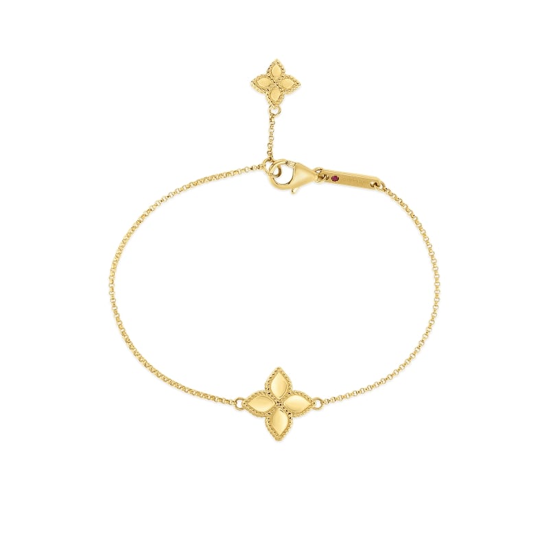 ROBERTO COIN 18KT GOLD CHARM BRACELET FROM THE PRINCESS FLOWER