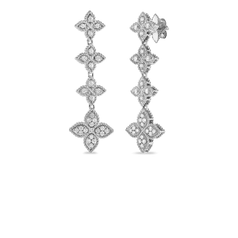 ROBERTO COIN 18KT GOLD DROP EARRINGS WITH DIAMONDS FROM THE PRINCESS FLOWER