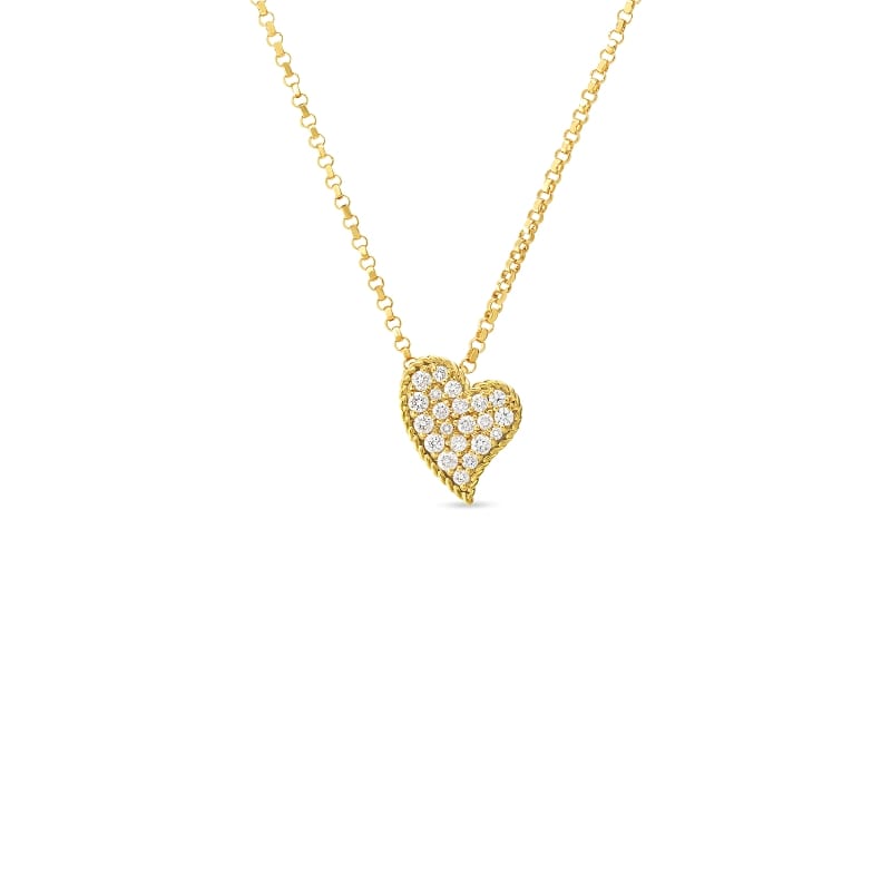 18K YELLOW GOLD PRINCESS SMALL DIAMOND SLANTED HEART NECKLACE