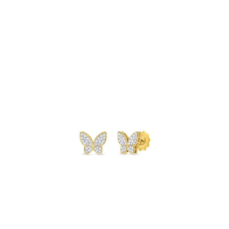 ROBERTO COIN 18KT GOLD & DIAMOND PRINCESS BUTTERFLY STUD EARRINGS FROM THE PRINCESS