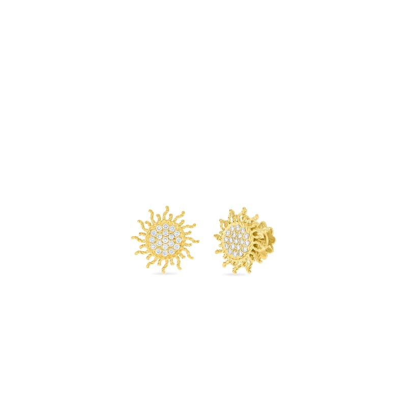 ROBERTO COIN 18KT GOLD & DIAMOND PRINCESS SUN STUD EARRING FROM THE PRINCESS