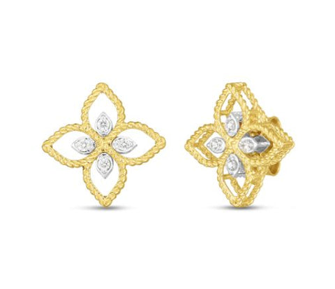 18K GOLD PRINCIPESSA SMALL DIAMOND STUD EARRINGS