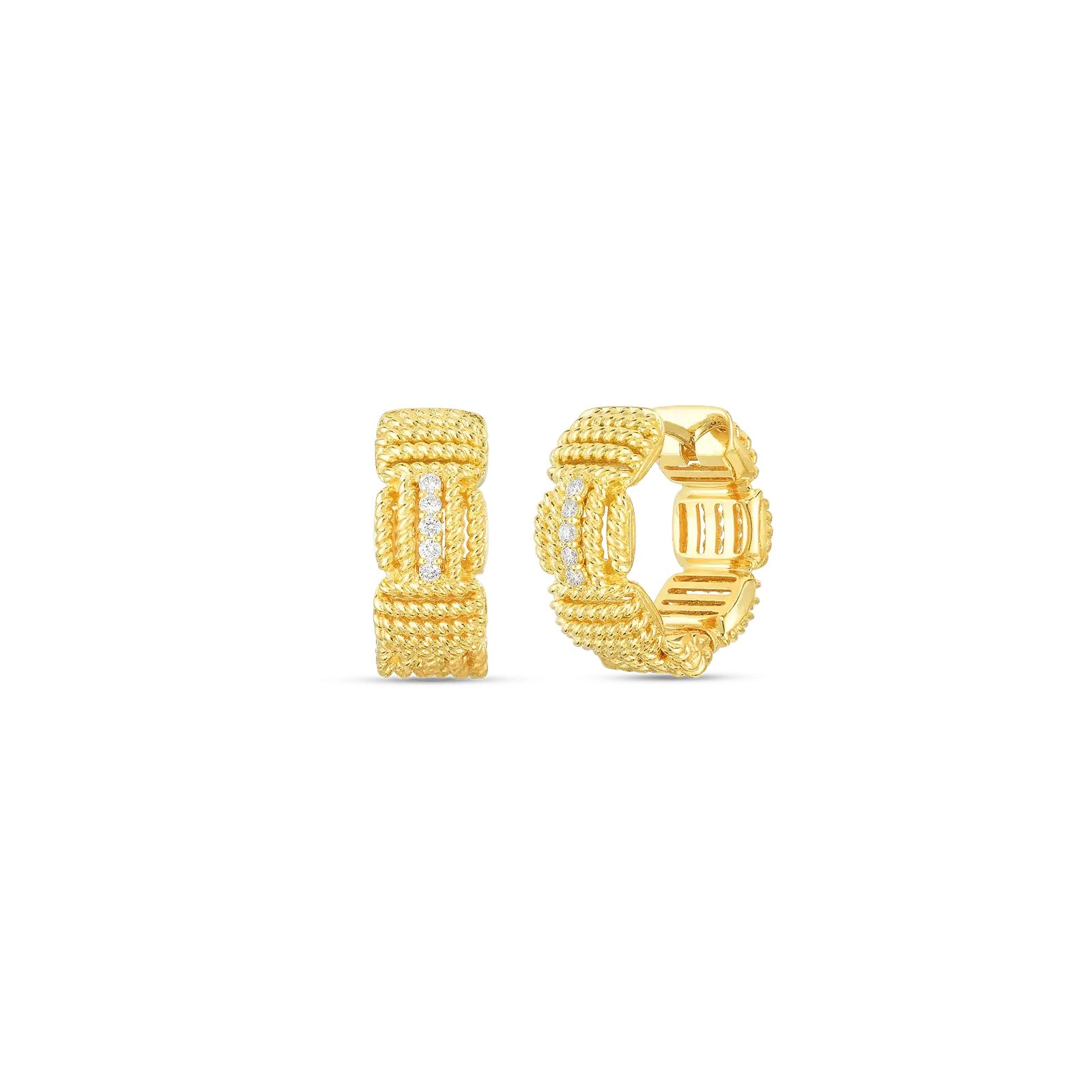 ROBERTO COIN 18K YELLOW GOLD & 0.07CT DIAMOND HOOP EARRINGS