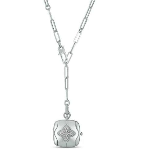 ROBERTO COIN 18KW ROYAL PRINCESS LOCKET .18 CT DIA