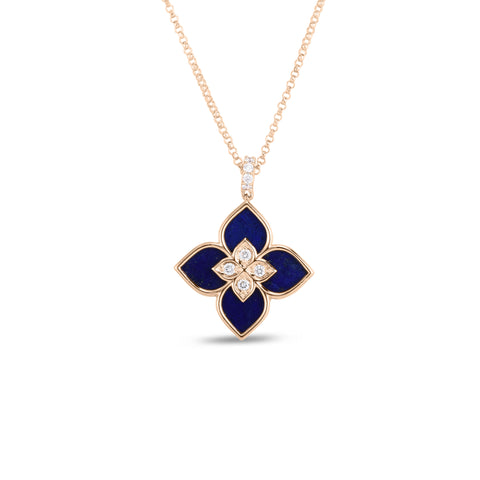 18K ROSE GOLD VENETIAN PRINCESS SMALL LAPIS & DIAMOND NECKLACE