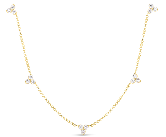 18K YELLOW GOLD 5 DIAMOND STATION "LOVE" NECKLACE