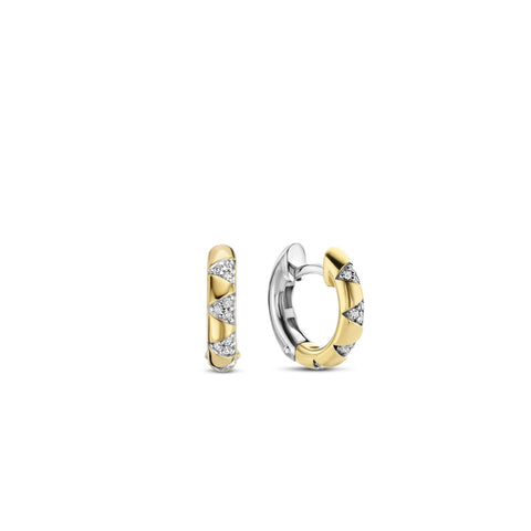 Tisento Milano Sterling Silver gold plated Zirconia white yellow gold platedEarrings