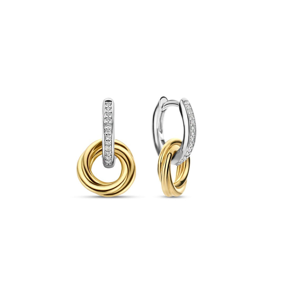 Tisento Milano Sterling Silver gold plated Zirconia white yellow gold platedEarrings