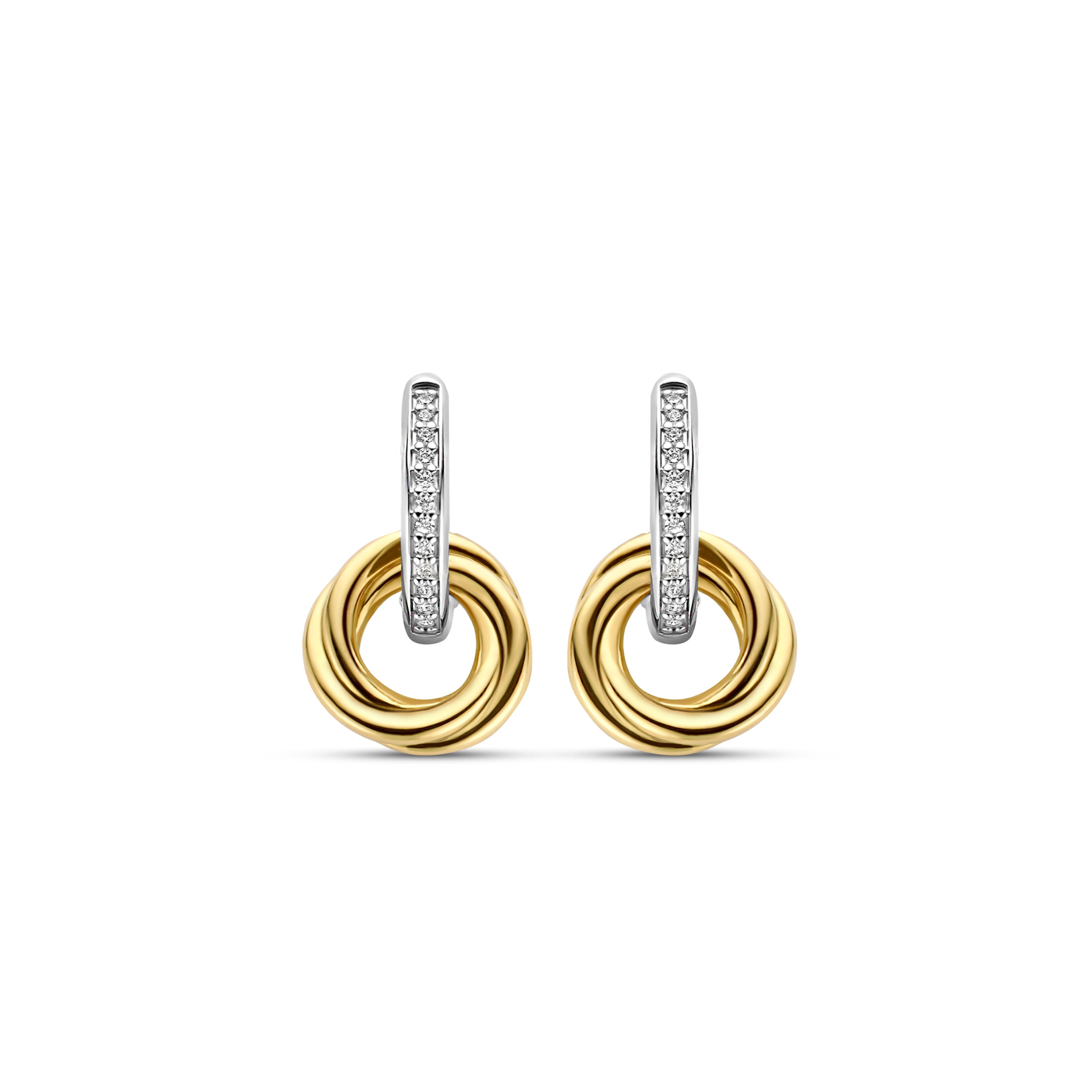 Tisento Milano Sterling Silver gold plated Zirconia white yellow gold platedEarrings