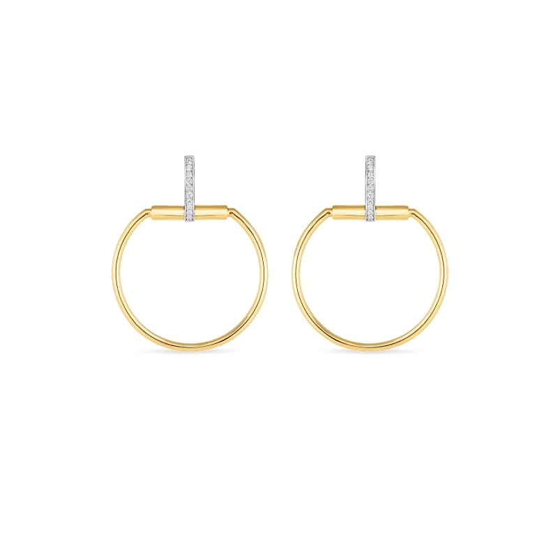 ROBERTO COIN 18K GOLD EARRING WITH DIAMONDS-6 FROM THE CLASSICA PARISIENNE