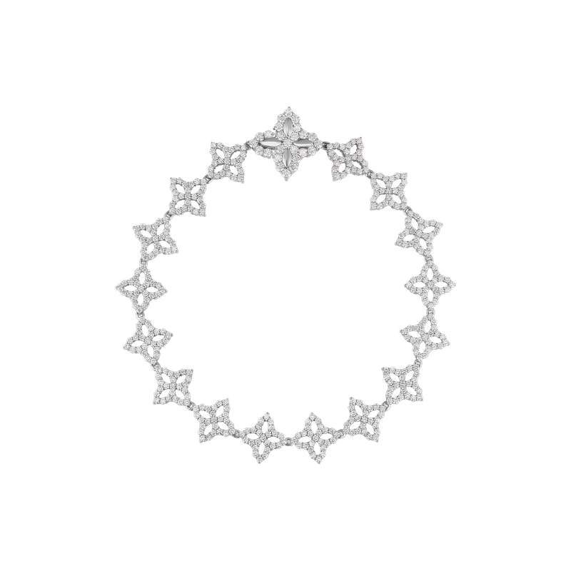 ROBERTO COIN 18K DIAMOND OUTLINE SMALL FLOWER BRACELET FROM THE PRINCESS FLOWER