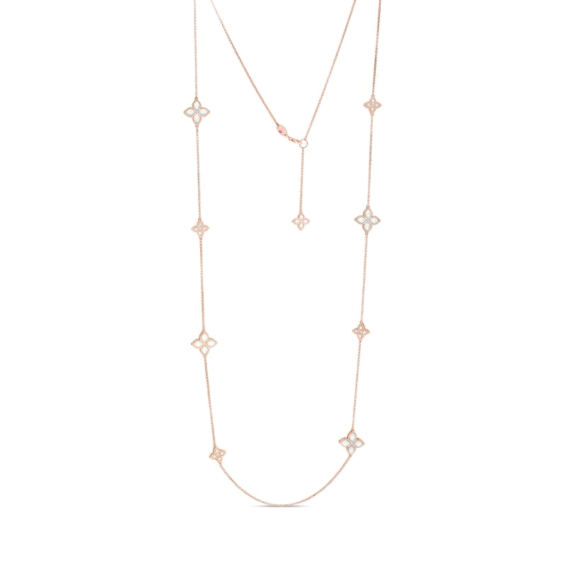 ROBERTO COIN 18KT ALTERNATING MED & SM MOTHER-OF-PEARL & DIA NECKLACE FROM THE VENETIAN PRINCESS