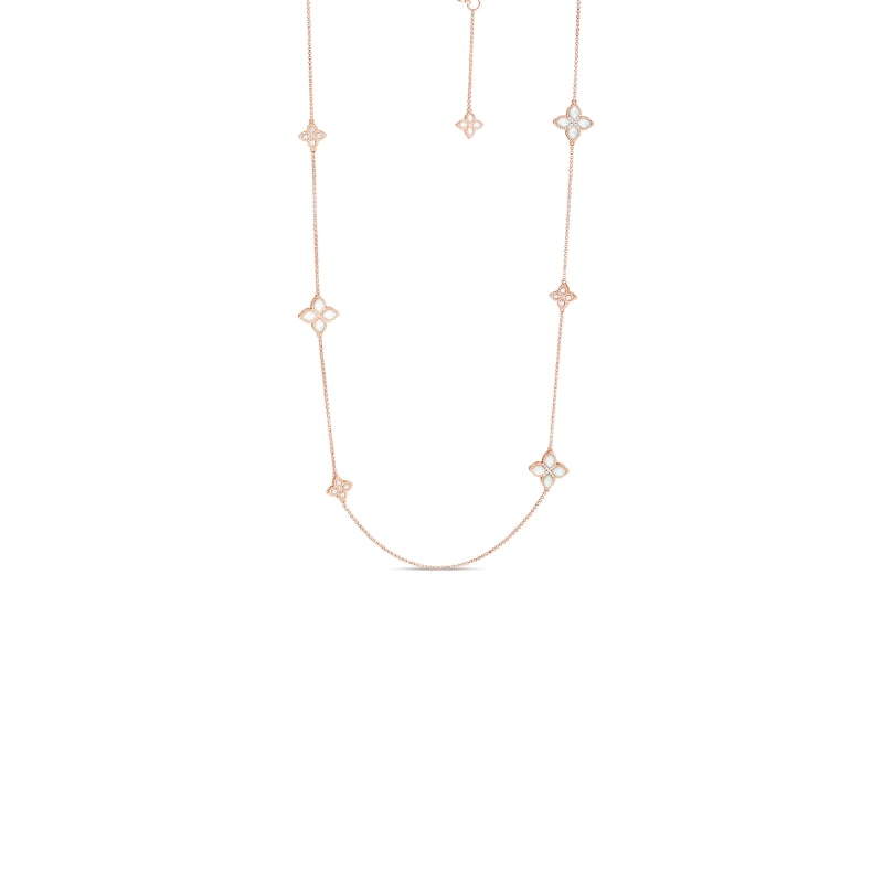 ROBERTO COIN 18KT ALTERNATING MED & SM MOTHER-OF-PEARL & DIA NECKLACE FROM THE VENETIAN PRINCESS