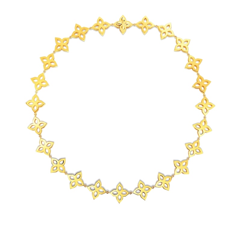 ROBERTO COIN 18K GOLD FLOWER OUTLINE COLLAR FROM THE PRINCESS FLOWER