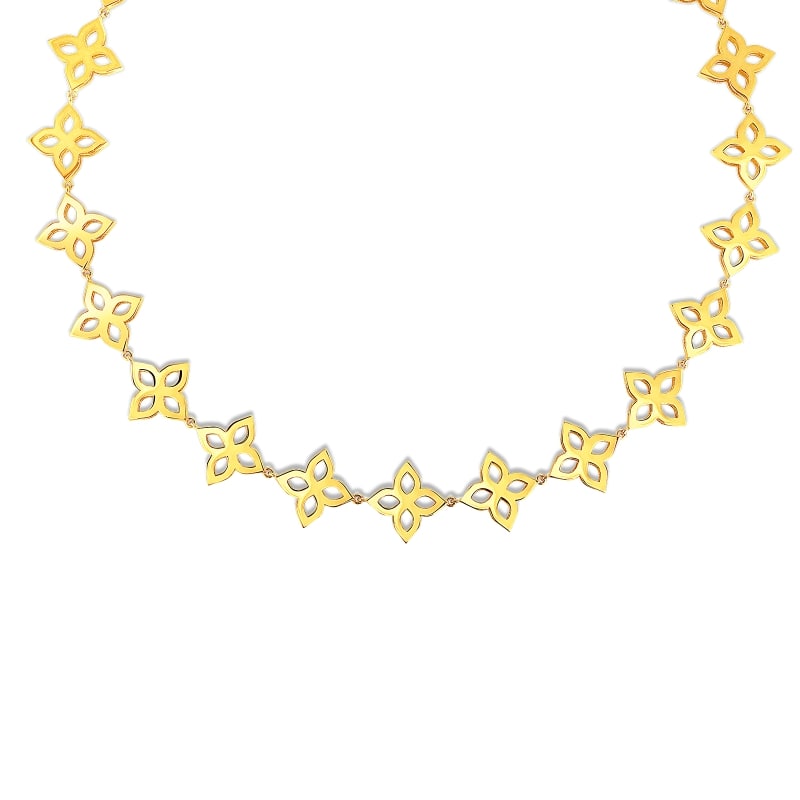 ROBERTO COIN 18K GOLD FLOWER OUTLINE COLLAR FROM THE PRINCESS FLOWER