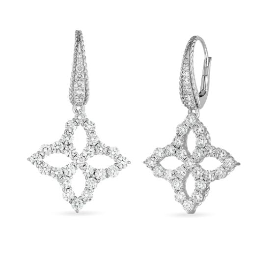 ROBERTO COIN 18KW PRINCESS FLOWER 2.57CT DIA DROP EARRINGS