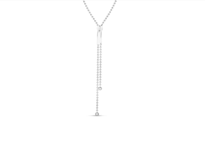 ROBERTO COIN 18KW TASSEL NECKLACE .23 CT DIA