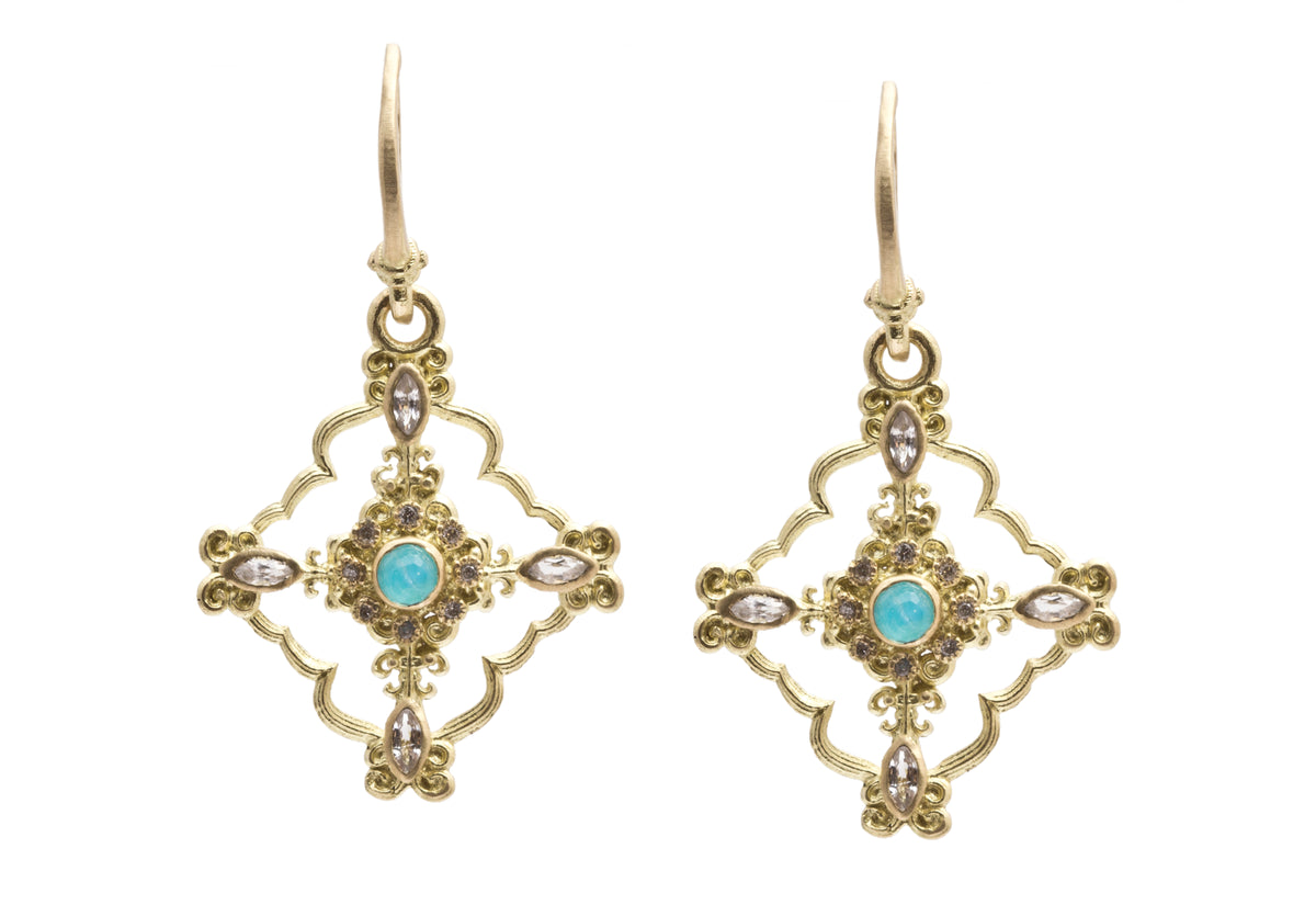 Armenta Diamond, Sapphire, Quartz & Sugilite Doublet Earrings & Pendant Set  - 18K Yellow Gold Drop, Earrings - ARN22352