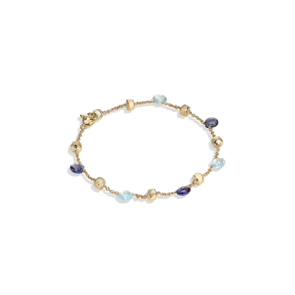 18K YELLOW GOLD BLUE TOPAZ AND IOLITE BRACELET FROM THE PARADISE COLLECTION