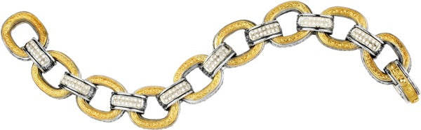 KONSTANTINO STERLING SILVER & 18K GOLD DIAMOND (0.107CT +/-) LINK BRACELET FROM THE DIAMOND CLASSICS